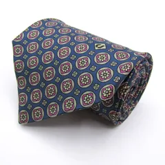 シャルル・ジョルダン ブランド ネクタイ シルク 小紋柄 花柄 総柄 PO メンズ ネイビー CHARLES JOURDAN 【中古】