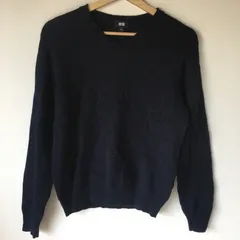 ユニクロ プレミアムラムVネックラムセーター メンズ L ダークブルー 26512025100210003