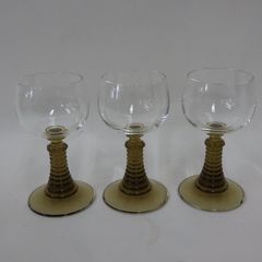 Zwiesel グラス アルコールグラス 昭和 レトロ ドイツ レーマーグラス ウランガラス ワセリンガラス3個セット