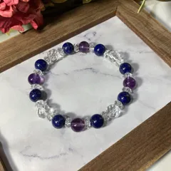 水晶 ラピスラズリ アメジスト 天然石 パワーストーンブレスレット 8mm  カット水晶  ●