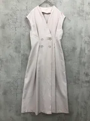 美品 NATURAL BEAUTY BASIC ナチュラルビューティーベーシック 017-3140510 ノースリーブ Vネックダブルボタン ワンピース sizeS/ベージュ ◇■ レディース