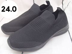 【MANWANG】レディース スリッポン  ウォーキングシューズ  ブラック 24㎝ 250513W004
