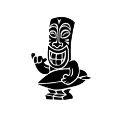 車 ステッカー トーテムポール アロハ ハワイ インディアン 仮面 ティキ アステカ マヤ給油口 おもしろ バイク おしゃれ 転写式 白 黒 送料無料