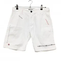 【美品】ラフアンドスウェル ハーフパンツ 白 ステッチ コットン100％ Duckbills メンズ M ゴルフウェア rough＆swell