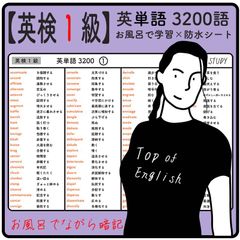 【 英検 １級 】英単語 3200語  - お風呂で学習 × 防水シート×16枚