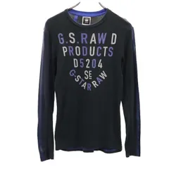 ジースターロウ プリント 長袖 Tシャツ S ブラック系 G-STAR RAW ロゴ ロンT メンズ 【中古】  【230804】