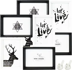 ALLTOALL フォトフレーム コラージュフレーム 2個 多面 写真立て( 白黒)