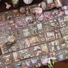 MT505 部屋 インテリア 本屋 本棚 ネコ 窓 ソファ ベッド 家具 小物 PET コラージュ 素材 マスキングテープ マステ コラージュ シール コラージュシール コラージュ素材 紙もの 手帳 日記 ジャンクジャーナル 海外 紙モノ 紙物