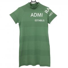 Admiral - 【美品】アドミラル 半袖ハイネックワンピース グリーン ボーダー ロゴ白 一部英字柄地模様 レディース M ゴルフウェア Admiral 美品】アドミラル 半袖ハイネックワンピース グリーン ボーダー