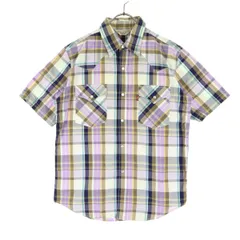Levi's リーバイス チェック柄 半袖 スタンダードカラー コットンシャツ M メンズ 古着
