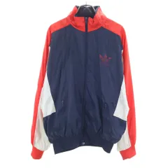 アディダス 80s ヴィンテージ 万国旗タグ トレフォイルロゴ マルチカラー ブルゾン S レッド adidas メンズ