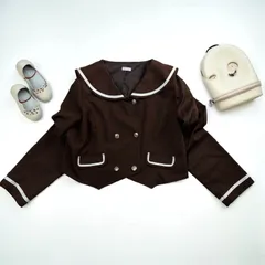 美品　アクシーズファムキッズ　axesfemmeKIDS ブレザー　入学式　卒業式　フォーマル　ブラウン　セーラー服風　ジャケット　160