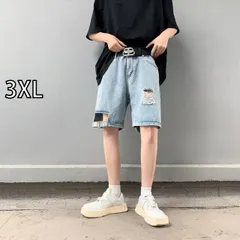 [3XL]メンズ ファッション 服 男性用 オシャレ シンプル 大人 かっこいい 大きいサイズ ストリート 紳士服 リップド デニムショートパンツ 夏 薄手 ハーフ パンツ ストリート スタイル 韓国 スタイル ミッド パンツ