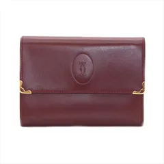 カルティエ Cartier 三つ折り財布 マスト レディース メンズ レザー 本革 ボルドー ヴィンテージ【中古】