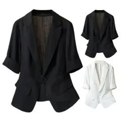 スーツジャケット★半袖ジャケット★無地★七分袖★フロント前立て★レディラペルカジュアル★ルーズコート★エレガント★スーツトップ★フォーマル★カジュアル★薄手★夏のスーツ★オフィス★通勤用★テーラードジャケット