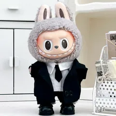 着せ替え 豪華5点セット ラブブコスチューム　ラブブ洋服 新品 labubuラブブぬいぐるみ服　17cm　ブラック　ホワイト　白シャツ着せ替え着