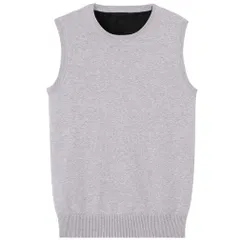 無地 ニット ビジネス 綿 防寒 厚手 フリース 防風 裏ボア 秋用 メンズ 冬用 セーターベスト 裏起毛 ニットベスト 丸首 [BARYPORY]