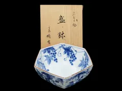 葡萄柄染め付け六角大皿陶印いり たち吉六角葡萄柄鉢 | 和食器リサイクル通販専門店フリマート