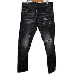 美品 21SS Dsquared2 ディースクエアード Sexy Twist Jean ストレッチ クラッシュ加工 スキニージーンズ デニムパンツ 44 ブラック メンズ 古着 中古 USED