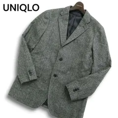 UNIQLO ユニクロ 秋冬 総裏 ウール★ ツイード ヘリンボーン テーラード ジャケット ブレザー Sz.M メンズ 灰 グレー