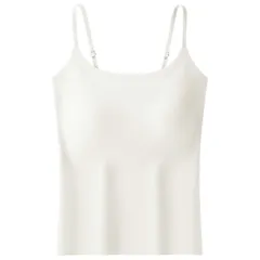 ブラトップ ブラキャミ カップ付きインナー キャミソール シームレス 楽ちん さらさら シンプル 大人かわいい なめらか素材 肩紐調節 パッド一体型 黒 白 rr-043