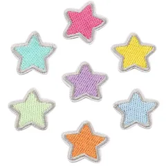 新品 ワッペン アイロンワッペン 刺繍ワッペン 星 7色セット ガーメント補修 DIY