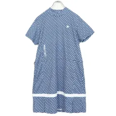 【美品】FILA GOLF フィラ ゴルフ★半袖ハイネックワンピース 大きいサイズLL ストレッチ ネイビー系 ロゴ刺繍♪z15017