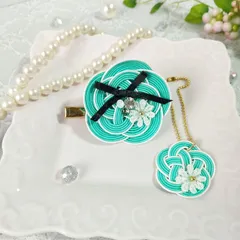 水引ブローチ　　2wayブローチ＆ボールチェーンチャーム　　　[翡翠]