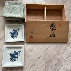 有田焼 賞美堂 其泉 其泉窯 古染花唐草 焼物皿 長角皿 5枚 染付 古染