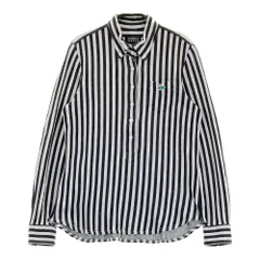 サイズ：0 PEARLY GATES パーリーゲイツ  長袖ポロシャツ ボタンダウン ストライプ柄 ネイビー系 [240101299525]# ゴルフウェア レディース ストスト