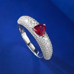 SS シンセティックルビー&CZ リング 4.0ct[エメリー]ハート - メルカリ