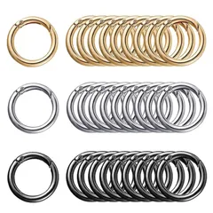 【在庫セール】耐久性 軽量 アクセサリーパーツ ハンドメイド キーホルダーパーツ 取付簡単 回転フック カラビナスプリング式 リング 亜鉛合金 外径35mm BetterJonny キーリング キーホルダー カラビナ 丸型 30個