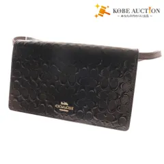 ■ コーチ ショルダーウォレットバッグ 鞄 長財布 ミニバッグ 斜めかけ シグネチャー エナメル レディース ブラック 袋付き