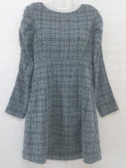 ◇ MAJESTIC LEGON メランジ調 総柄 長袖 ミニ ワンピース サイズM グリーン グレー マルチ レディース P  【中古】 【1210060001360】