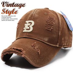 【ダメージ加工がCOOL】帽子 キャップ Vintage メンズ レディース くすみカラー こなれ感 深め しっかり素材 7986695 (チョコ)