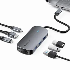 6ポート_グレー Yottamaster USB C ハブ 6-in-1 USBハブ アダプタ TypeCハブ 4K出力HDMIポート 100W PD充電ポート 5Gbps高速転送 USB-Aポート USB-Cポートバスパワー 変換アダプタ ドッキングステーシ