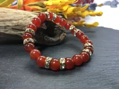 パワーストーン ブレスレット 赤瑪瑙  天然石ブレス （ゴールド）レディース 女性  数珠ブレス 開運 プレゼント ギフト  [4]