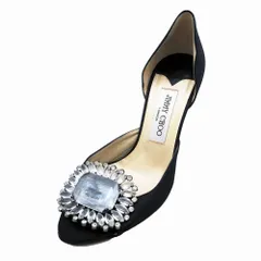 ジミーチュウ JIMMY CHOO オープントゥ セパレート パンプス ビジュー ハイヒール シューズ 靴 37 24.0 ブラック ur145 【中古】