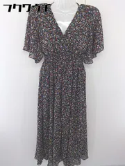 ◇ fifth フィフス 総柄 カシュクール 半袖 ロング ワンピース ブラック レディース  【1108250000951】