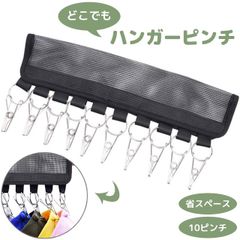 折りたたみ ピンチハンガー ステンレス 10ピンチ メッシュ生地 洗濯 吊り下げ 洗濯バサミ ランドリー 持ち運び GPT gu1b081