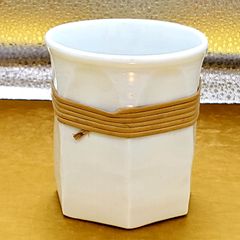 有田焼　藤巻き白磁手造り面取りコップ