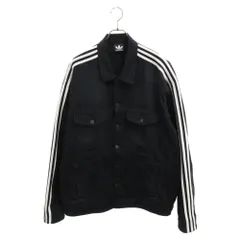BALENCIAGA (バレンシアガ) 23SS ×adidas 724775 TNW54 ×アディダス クラッシュ加工 サイドライン オーバーサイズデニムジャケット ブラックのサムネイル