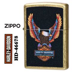 zippo(ジッポーライター)ハーレーダビッドソン Harley-Davidson HARLEY イーグルロゴ ストリートブラス プリント HD-46678 オイルライター 真鍮 USA バイク メンズ 渋い おしゃれ カッコイイ　ギフト プレゼント