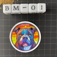 방수 스티커 핏불 개 스테인드 글라스 풍 BM-1