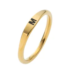 【ゴールド：M × 15号】[Cream dot. クリームドット公式] リング 指輪 レディース ステンレス製 金属アレルギー つけっぱなし サージカルステンレス イニシャル アルファベット 刻印 シンプル シェイプライン 大人