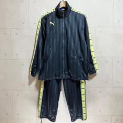 PUMA プーマ ジャージ セットアップ トラックジャケット トップス ストライプ トラックパンツ ジャージパンツ イージー ボトムス XS 上下セット ネイビー グリーン ビッグロゴ メンズ スポーツ トレーニング SG328-19