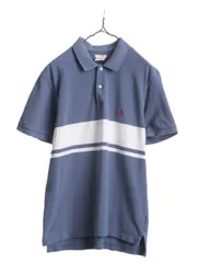 【お得なクーポン配布中!】 ブルックスブラザーズ ボーダー 鹿の子 半袖 ポロシャツ メンズ L 古着 Brooks Brothers 346 半袖シャツ ワンポイント スリム フィット 青
