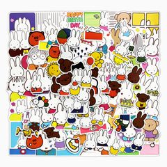 ミッフィー ステッカー かわいい漫画 ミッフィーシールパック アニメキャラクターシール 萌えグッズシール 防水デカール 100枚入り 車 水筒 旅行箱 ノート パソコン ギター ヘルメット バイク 装飾 日記 文房具 誕生日 プレゼント