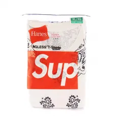 シュプリーム SUPREME Hanes Bandana Tagless Tees 2Pack Tシャツ カットソー 半袖 バンダナ柄 XL 白 /KH ☆AA★
