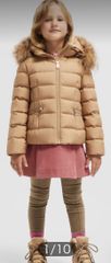 可愛い！MONCLER モンクレール 24AW キッズ ファー付 ダウンジャケット BOEDETTE 4歳/110 ベージュ 女の子 アウター 2A48